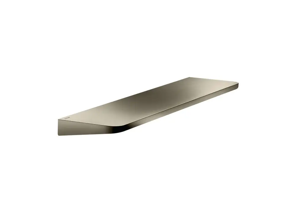 Ablage mit flacher, rechteckiger Form in Polished Nickel, designed von AXOR. Oberfläche reflektiert Licht, keine zusätzlichen Befestigungen sichtbar.